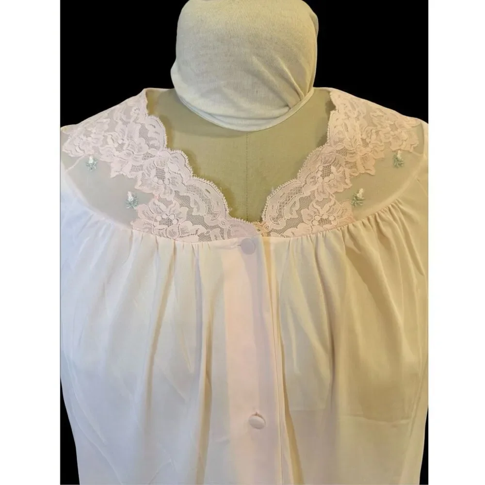 Shadowline Pale Pink Pajama Set Women M-L Silky Lightweight Vtg